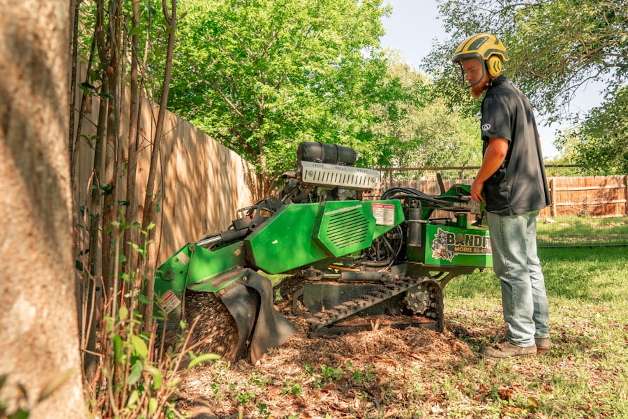 Stump grinder removing a tree stump
