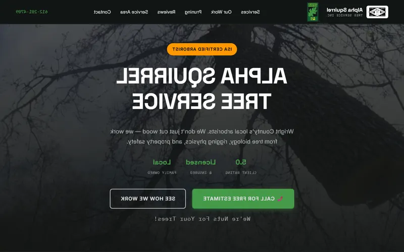 Preview of the Mirror theme: the main site flipped left to right